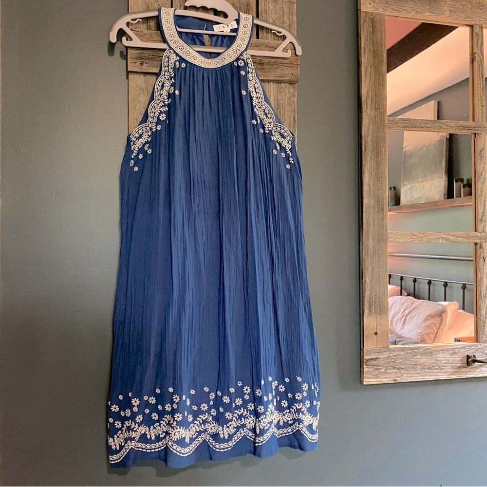 Gorgeous Embroidered Halter Dress (NWOT)
